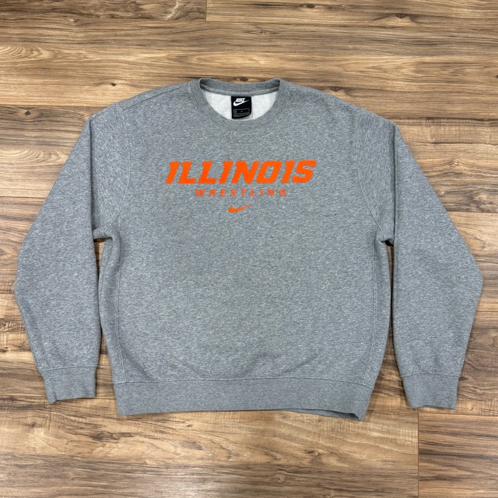 Nike Illinois Wrestling Crewneck Size Medium Gray/Orange Colorway